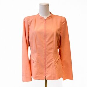 Lafayette 148 Peach Zip Jacket Blazer Womens 8 Stretch Quiet Luxury Scandinavian
